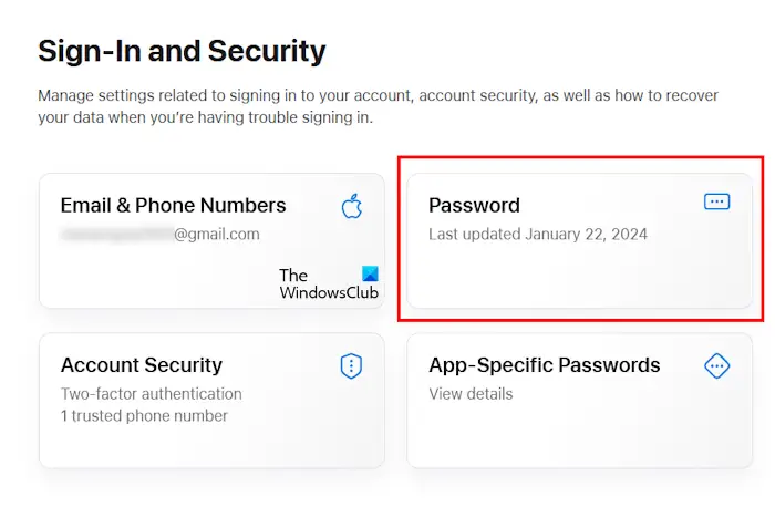 Change Apple account password