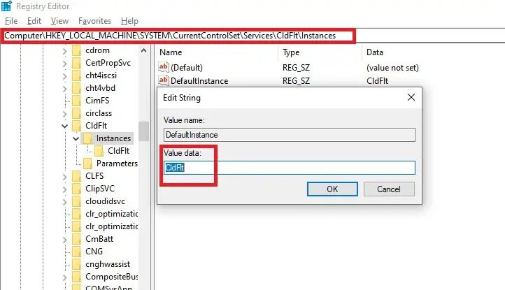 Cldflt Default Instance Windows