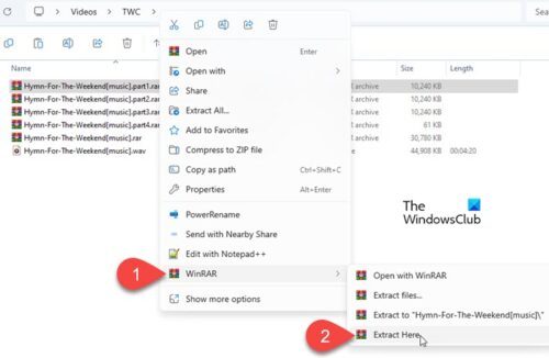 How to Split or Combine RAR files in Windows 11