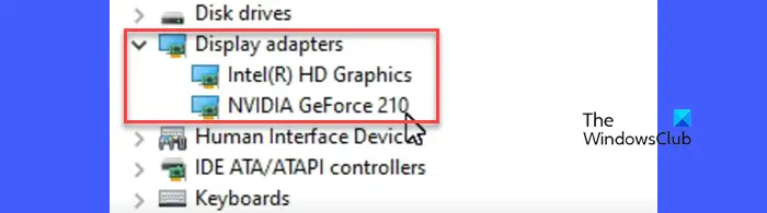 Display Adapters in Device Manager