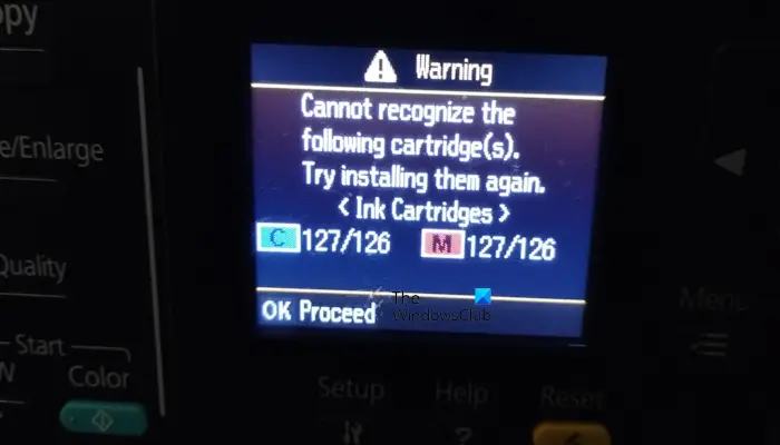 Epson printer is not recognizing ink cartridges