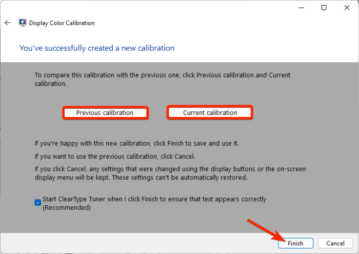 Finish Color Calibration