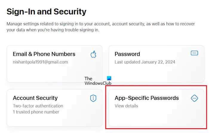 Generate Apple app-specific password