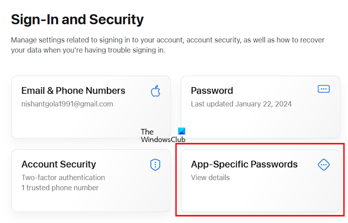 Generate Apple app-specific password