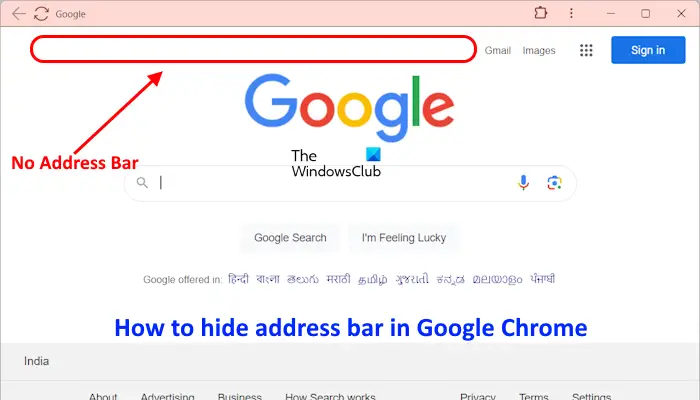 Hide address bar in Chrome