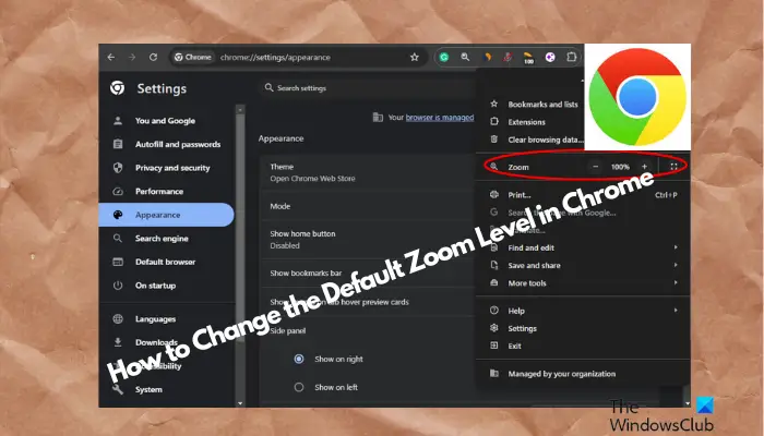 How to change the default Zoom level in Chrome