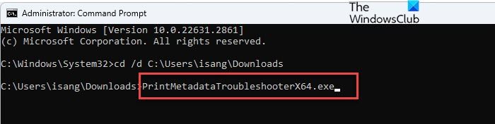 Invoking Microsoft Printer Metadata Troubleshooter