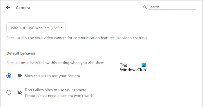 Manage camera permissions in Chrome