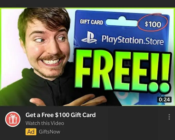 MrBeast fake giftcard giveaway scam