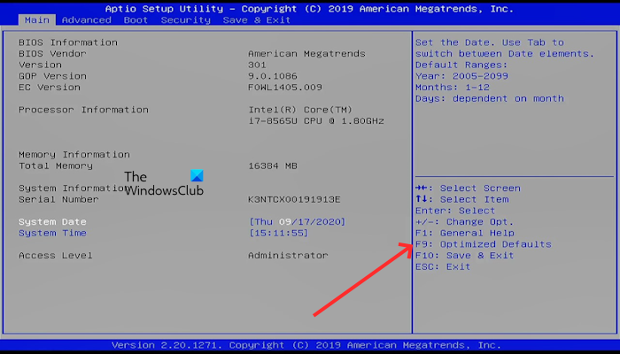 Reset BIOS in Legacy mode