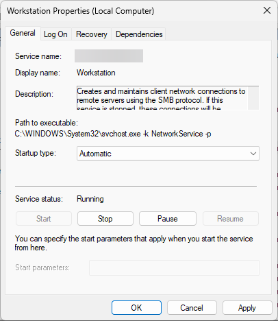 Set Startup Type to Automatic