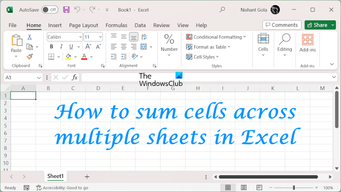 How to sum cells across multiple sheets in Excel