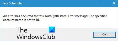 Task Scheduler An error has occurred for the task