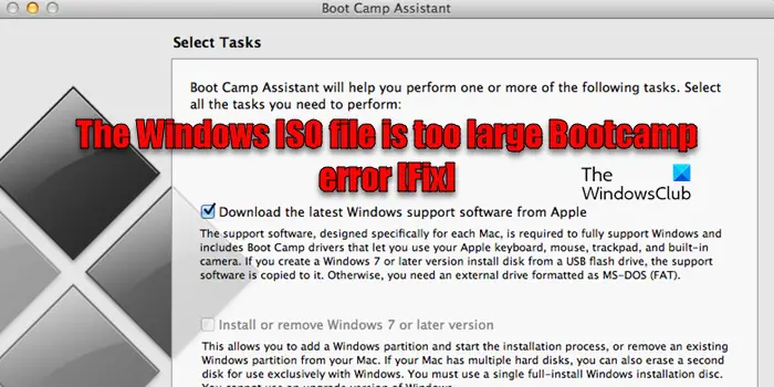 El archivo ISO de Windows es demasiado grande Bootcamp