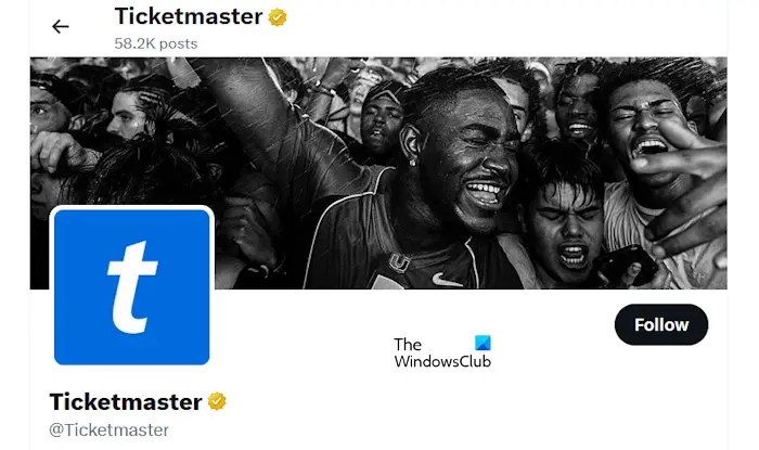 Ticketmaster official Twitter account
