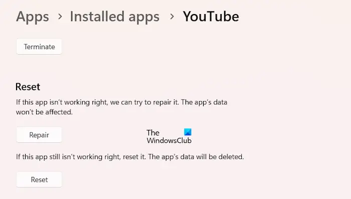 Uninstall YouTube app