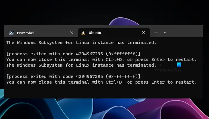 Windows Subsystem for Linux instance has terminated