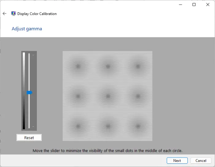 adjust gamma using the slider