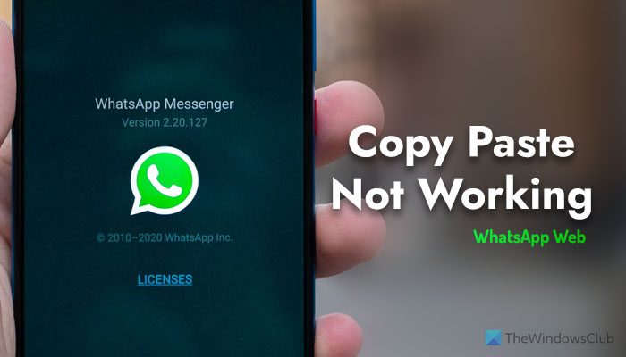Copy paste not working in WhatsApp Web