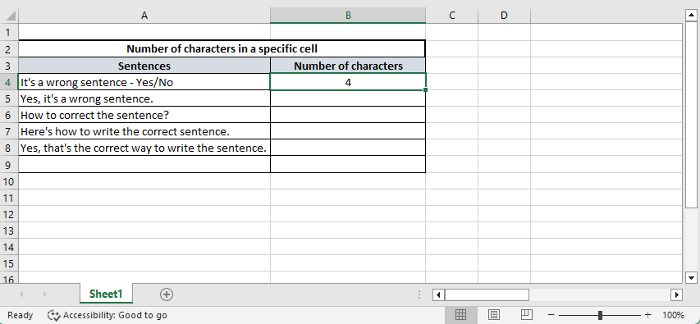 Contar caracteres en Excel