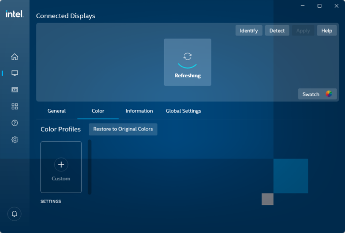 restore to original colors using Intel Graphics Command Center