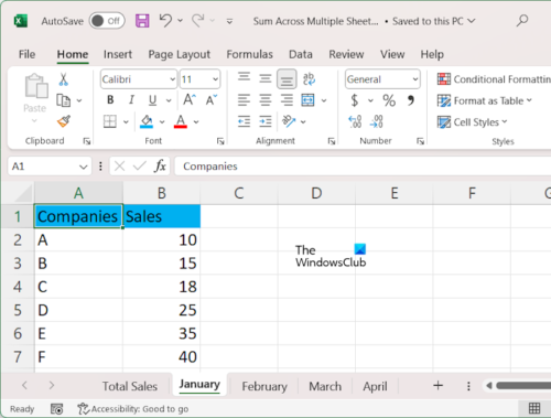 How to sum cells across multiple sheets in Excel