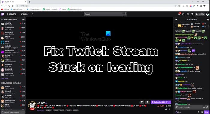 Twitch Stream Stuck on loading