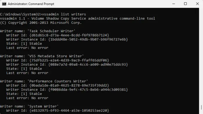 Windows Server system state backup fails 