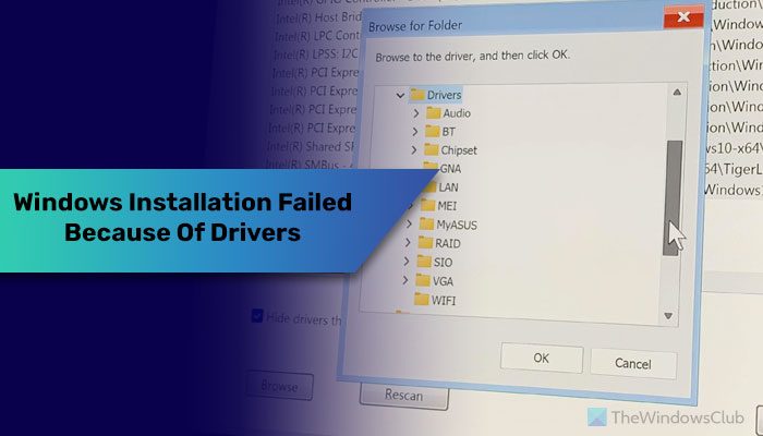 Windows no se instalará en una nueva compilación debido a los controladores