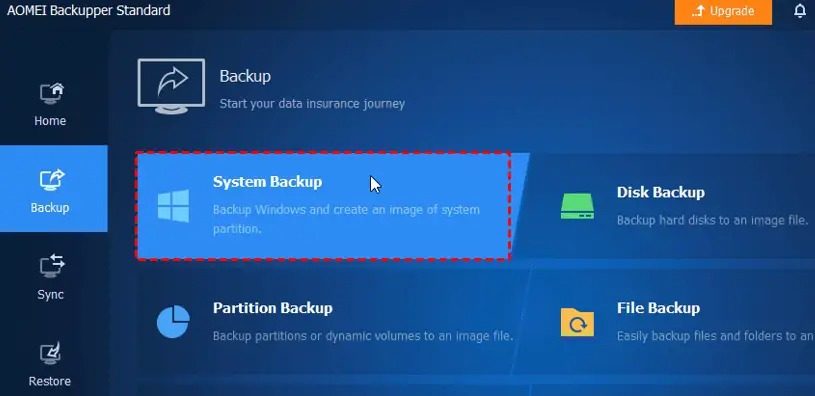Aomeibackupper System Backup Option