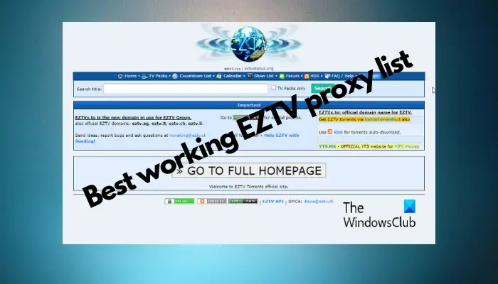Best working EZTV Proxy List