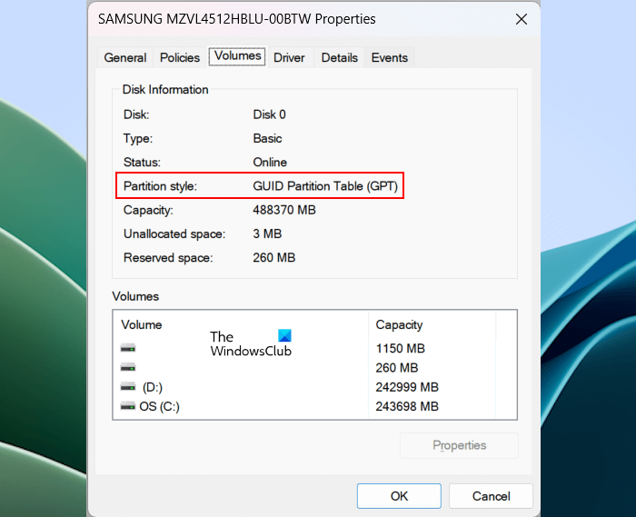 Check hard disk partition style