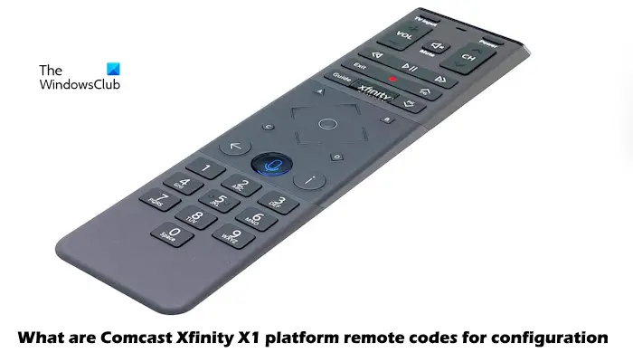 Comcast Xfinity X1 platform remote codes for configuration