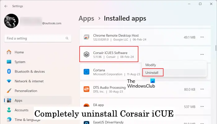 Completely uninstall Corsair iCUE