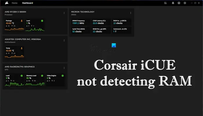 Corsair iCUE software not detecting RAM