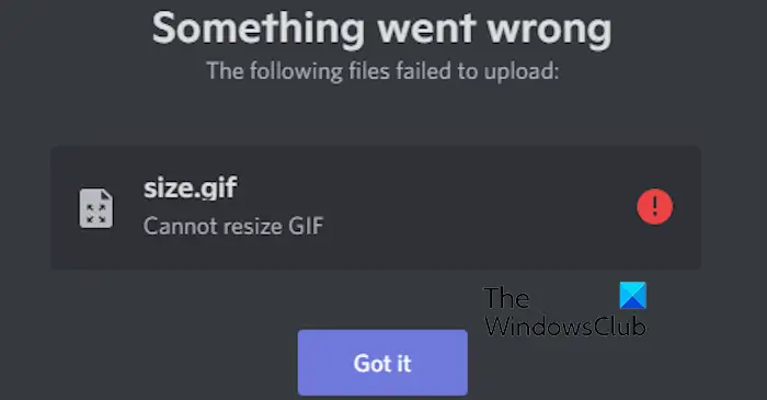 Discord Cannot resize GIF error 