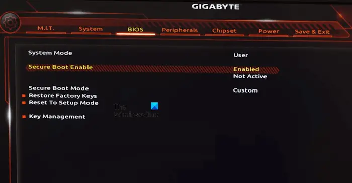 Enable Secure Boot in Gigabyte motherboard