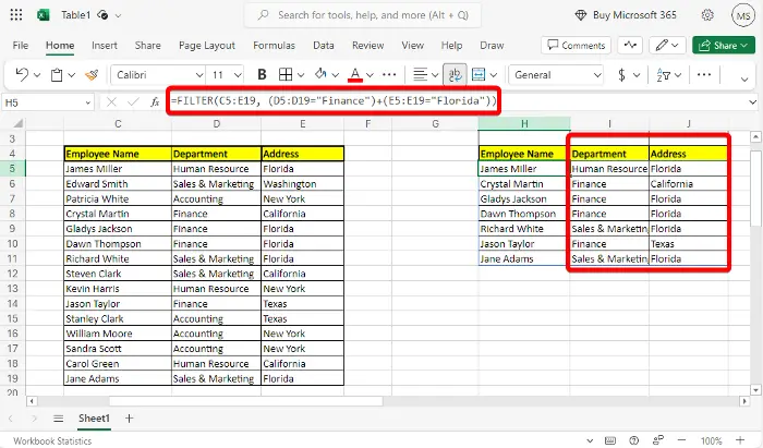 Excel FILTER Function with multiple criteria
