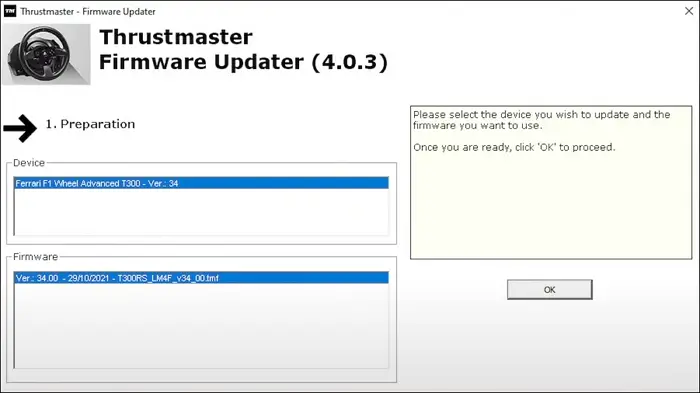 Firmware update Thrustmaster