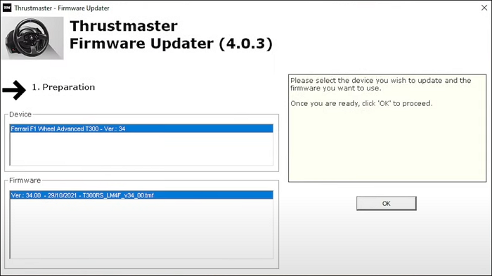 Firmware update Thrustmaster