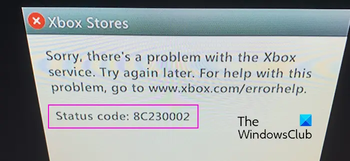 Fix Xbox error code 8C230002