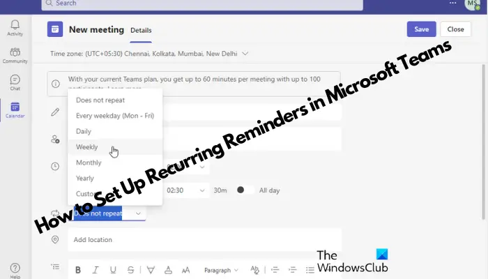 Set Up Recurring Reminders in Microsoft Teams
