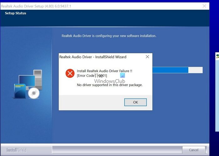 Install Realtek HD Audio Driver Failure Error 0002