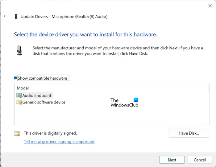 Install another microphone driver