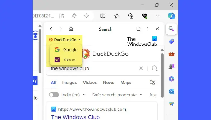 Multiple search engine options in Edge