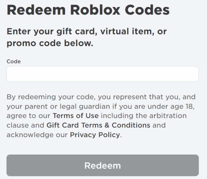 Redeem Roblox Codes