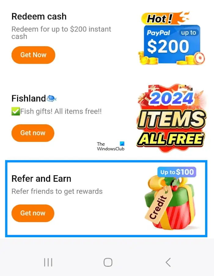 Refer and Earn credit in TEMU