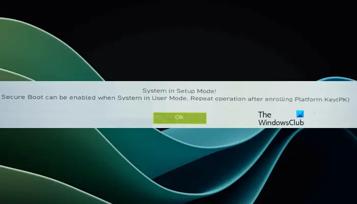 Secure Boot can be enabled when System in User Mode