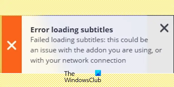 Stremio subtitles not working; Error loading subtitles