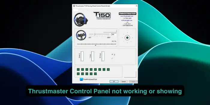 El panel de control de Thrustmaster no funciona o no se muestra